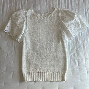 Rebecca Taylor White Knit Blouse